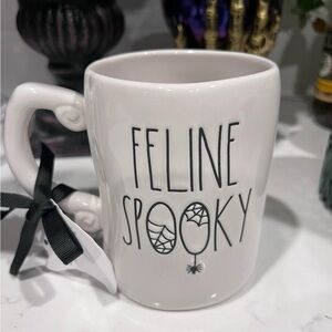 Rae Dunn Halloween Cat Feline Spooky White Mug